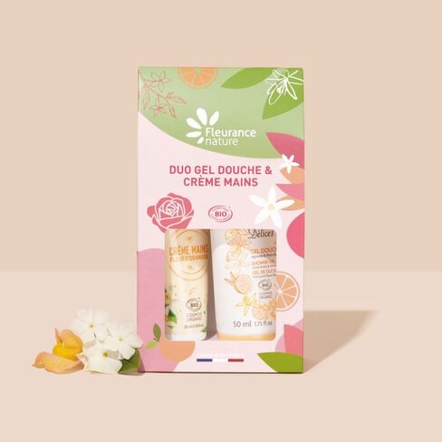 Pochette duo crème mains et gel douche agrumes