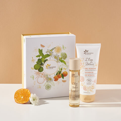 coffret eau des délices agrumes et fleurs blanches cosmétique bio