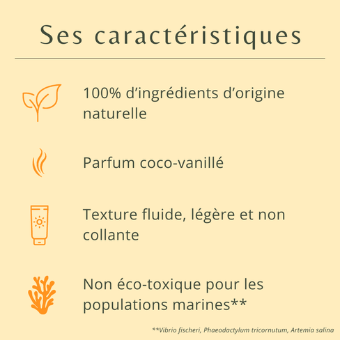 Caract&eacute;ristiques fluide solaire SPF50 bio Fleurance Nature