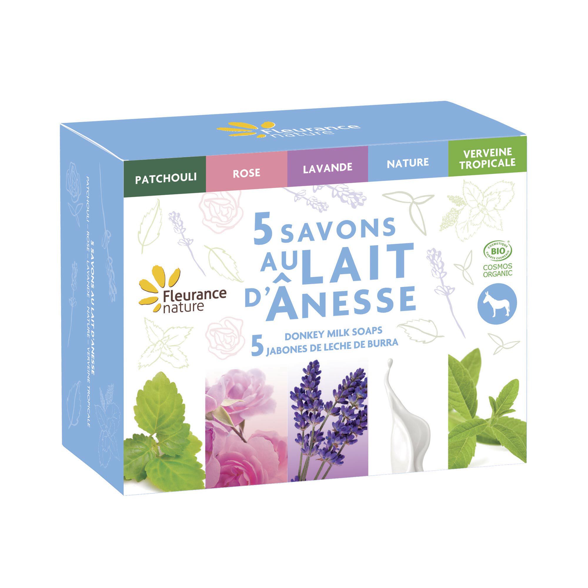 Coffret 5 Savons Au Lait D’ânesse Fleurance Nature - Soins Cosmétiques Naturels - Neuf