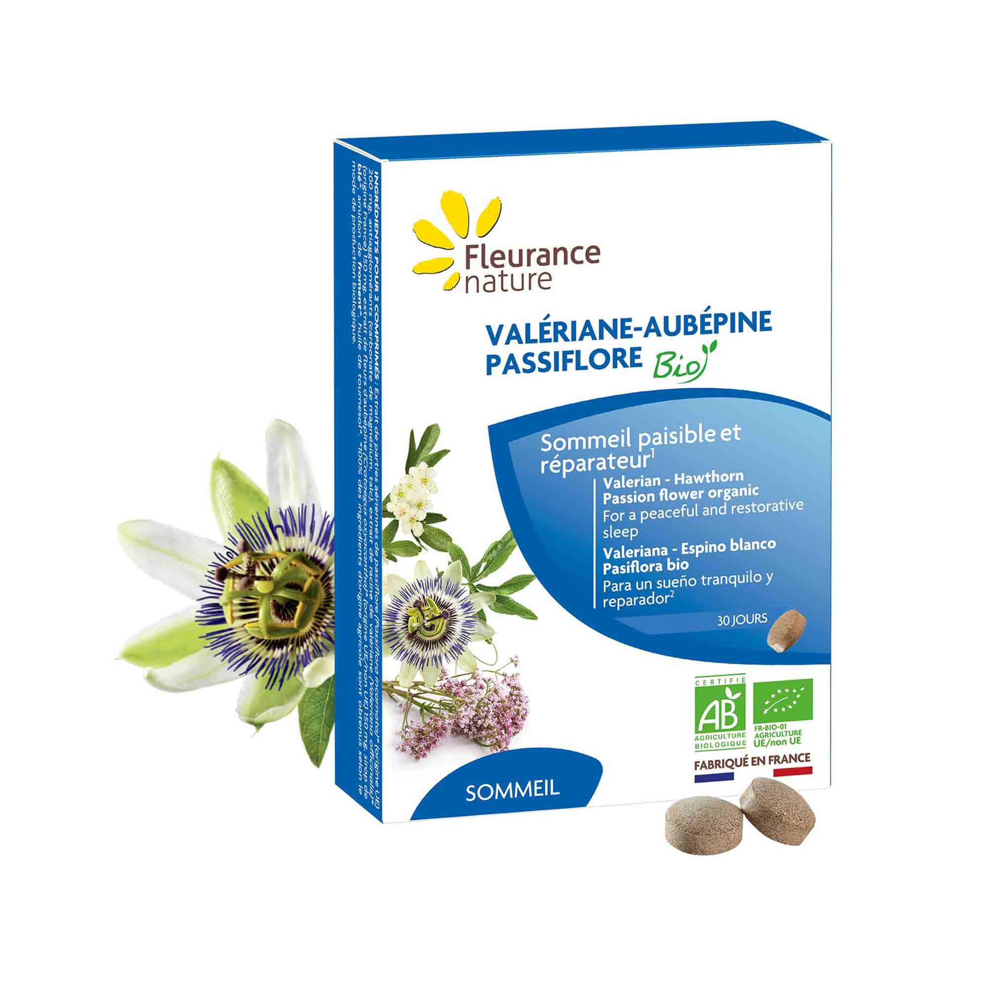 Valériane Aubépine Passiflore complément alimentaire bio