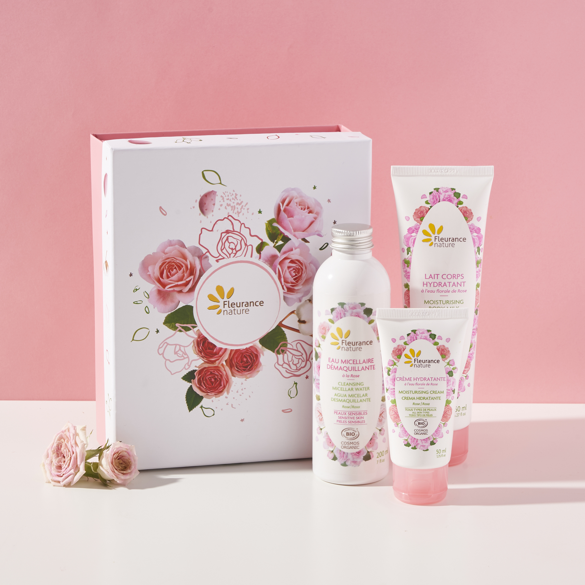 Coffret rose délicate cosmétique bio