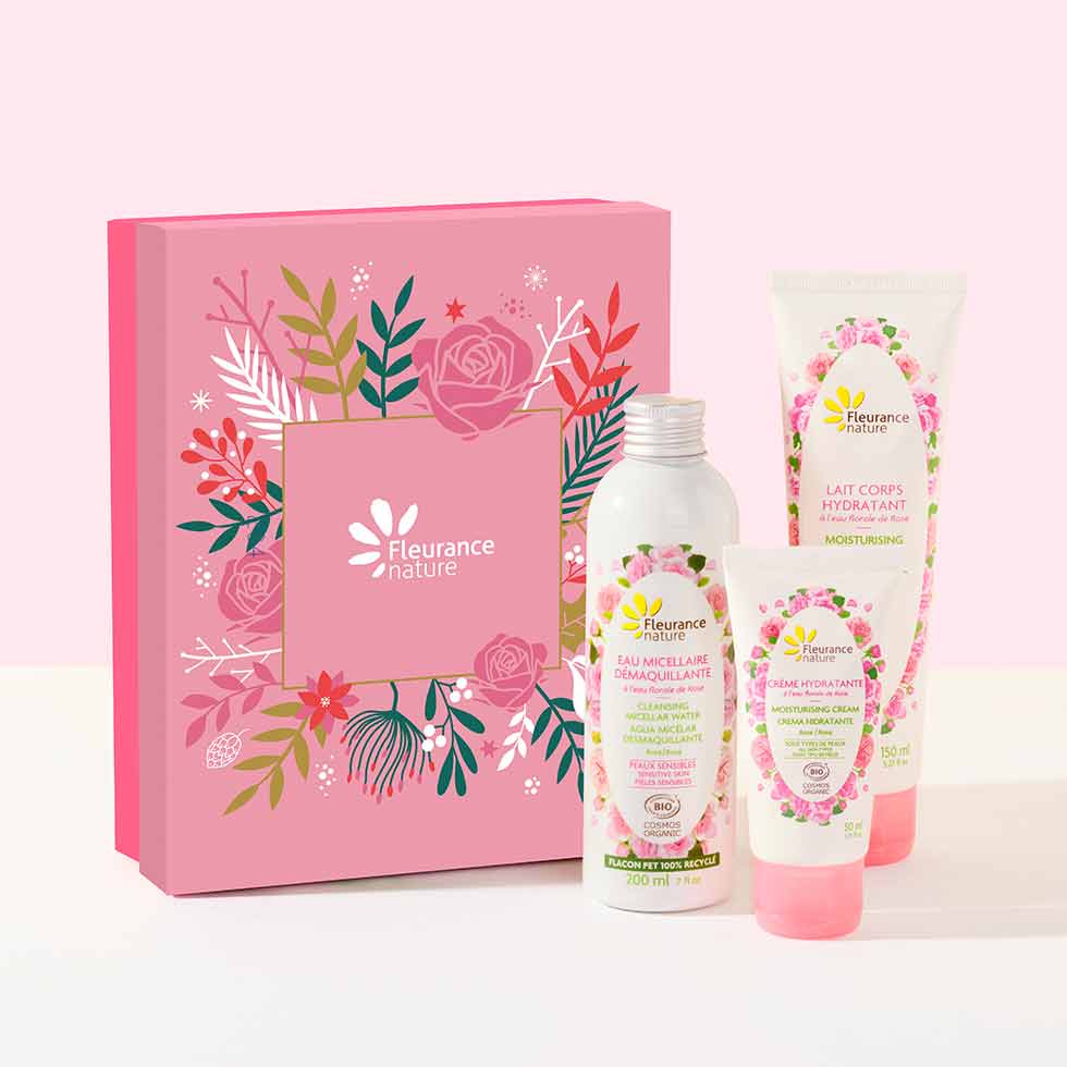 Coffret rose d&eacute;licate cosm&eacute;tique bio