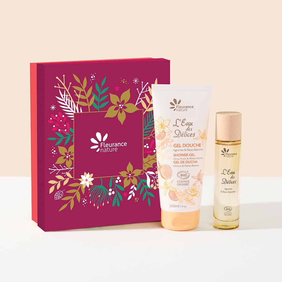 coffret eau des d&eacute;lices agrumes et fleurs blanches cosm&eacute;tique bio