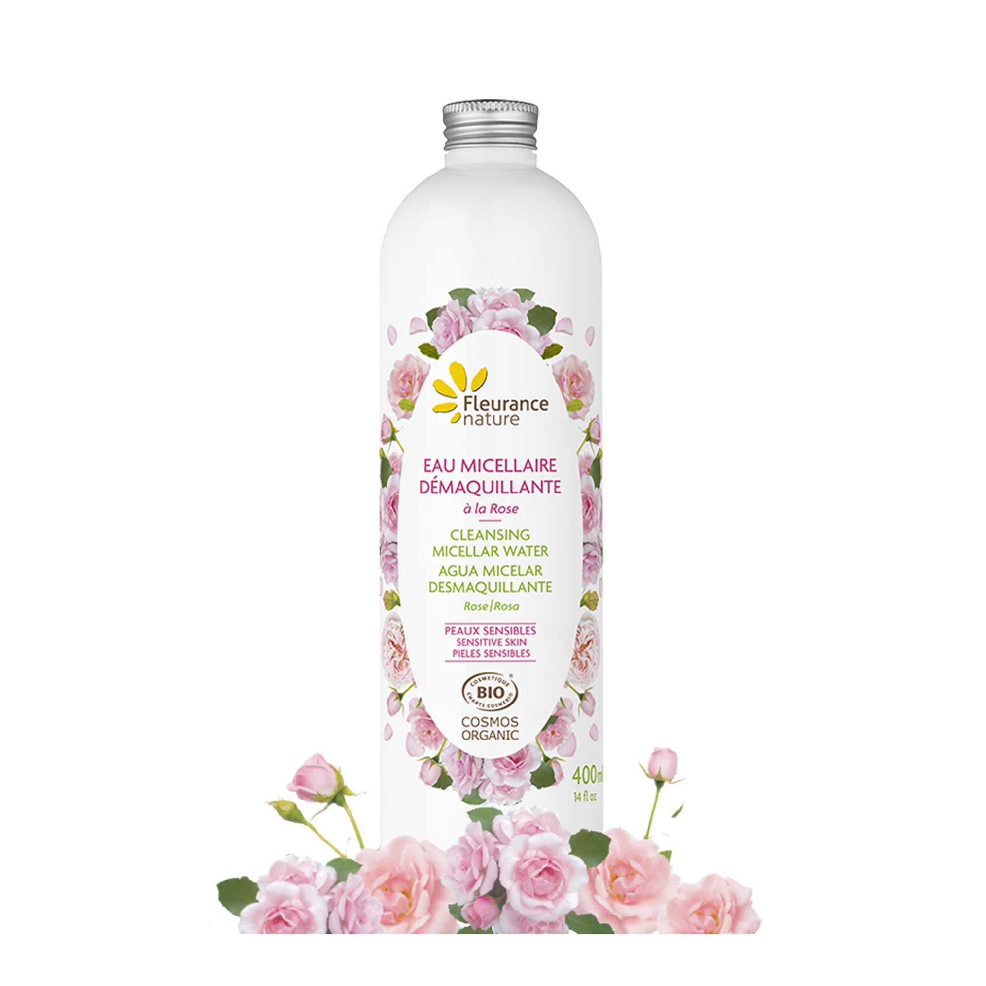 Eau micellaire rose cosmétique bio